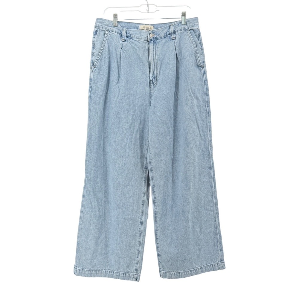 Madewell The Harlow Wide Leg Jean Light Wash Pleated Denim Size 31 Boho Retro